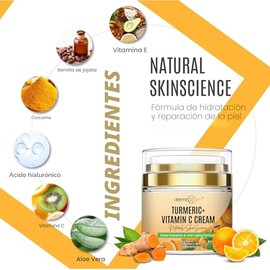 Crema facial de cúrcuma + 30% vitamina C hidratante que aumenta el brillo y reparación de la piel, hidratante con ingredientes orgánicos Crema facial 