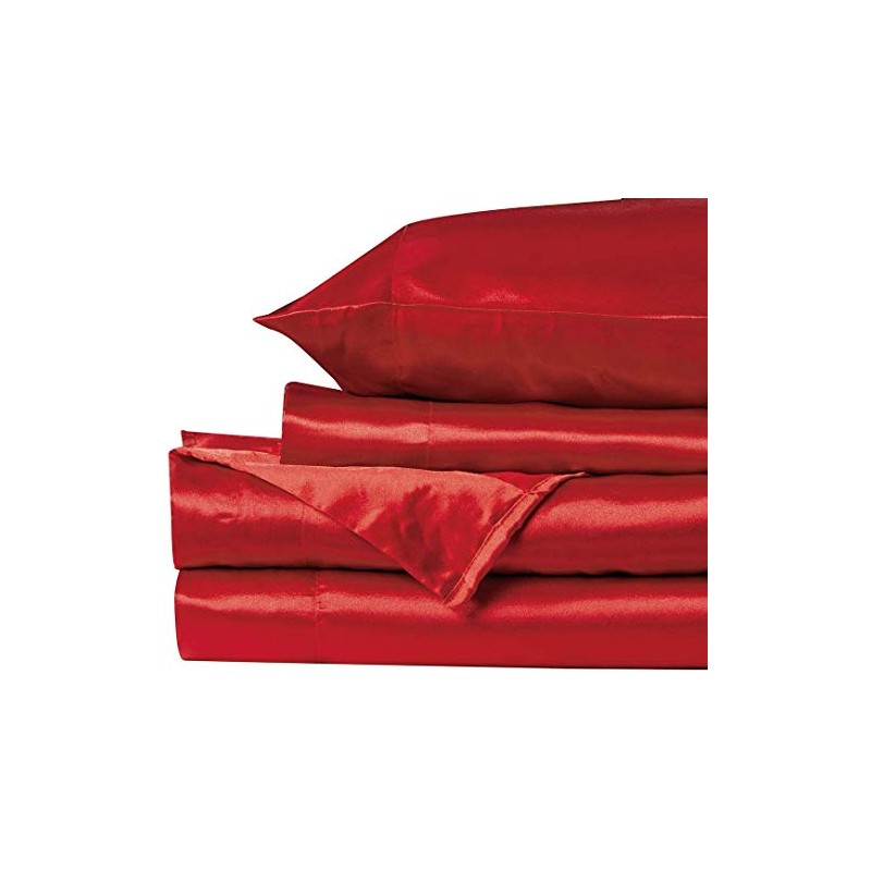 Mk Collection 4pc Soft Silky Satin Solid Color Deep Pocket