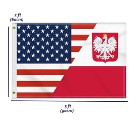 2×3 FT poland USA Friendship Flag, Medium 60×90CM 150D Polish Outdoor Banner,Double Side Printing American Decor For Patio Garden With Brass Gromment