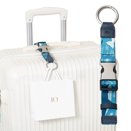 EKAX Travel Carry Strap with Ring Hooks and Buckle, Jacket Gripper for Travel, Add a Bag Luggage Strap, Adjustable Bag Grip Holder, Travel Carry Clip for Carry-on Bag, Backpack (Azure Ocean)