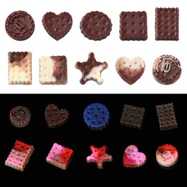 UR URLIFEHALL 290 Pcs Cookie Resin Cabochons Flatback Glow in The Dark Flat Round Heart Shaped Cabochons for Crafting Hairpins Home Wall Decor