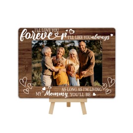 DETIHO I'll Love You Forever 4x6 Photo Frame, Wooden Picture Frame with Easel Stand, Mother Son Daughter Gifts for Home Table Decor Display -C02