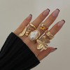 Gold Chunky Knuckle Ring Set Non Tarnish,Statement Adjustable Stacking Rings