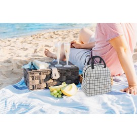 FAVORTALK Women's Lunch Bags Reusable Insulated Lunchbag with Handle Small Waterproof Cooler Lunch Bags for Work Travel Picnic School - 11109