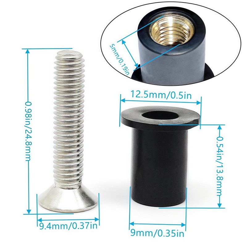 24 Pairs of M5 Neoprene Well Nut M5 x 25mm