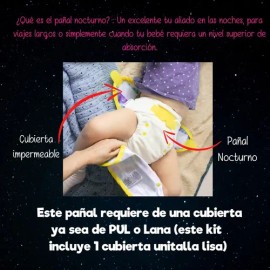 Pañal Nocturno  Cubierta Lisa  Ecopipo .                                                                                                              