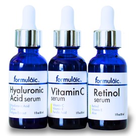 Formulaic™ Vitamin C, Retinol & Hyaluronic Acid Serums | Hydrates, Revitalizes, and Evens Skintone | Box Set of 3 Face Serums | Perfect Skincare Gift | 3 Fl Oz