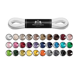 Mount Swiss© Luxury Waxed Round Shoelaces for Business Suits and Leather Shoes, Diameter 2 - 3 mm, Length 45 - 120 cm White White