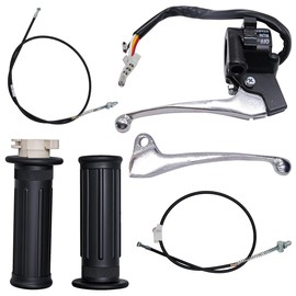 JDLLONG PW50 Left Right Brake Lever Throttle Housing Start Switch Fit for Yamaha PW50 PY50 Peewee Y-Zinger Motorcycle Dirt Bike with Black Hand Grip Set & Front and Rear Brake Cable