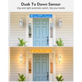 VIANIS White Porch Lights Outdoor, Outside Dusk to Dawn Light Fixtures Wall Mount, Exterior Lighting for House with Ripple Glass, Lantern Fixture for Patio Garage Front Coach, Anti-Rust Waterproof