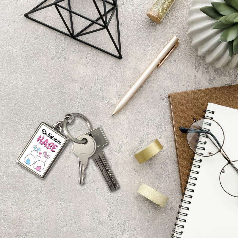 Du bist mein Rabbit Keyring in Blue A Beautiful Keyring