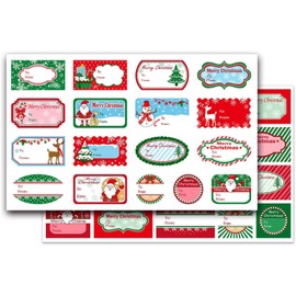 Christmas Name Tags Self Adhesive Gift Tag Stickers Xmas Presents Labels with Santa Claus Snowmen Xmas Tree Deer for Festival Christmas Birthday Wedding Presents Gift (102 Pieces)