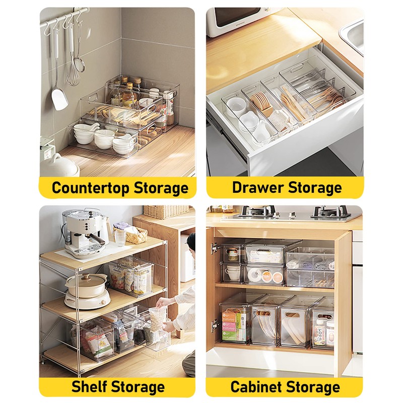 Greenby 4 Pack Refrigerator Organizer Bins with Pull-out Drawer Stackable