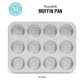 Martha Stewart Gallen 12 Cup Nonstick Carbon Steel Muffin/Cupcake Pan - Silver