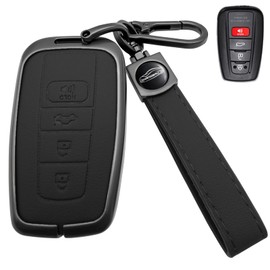 BXQATMB for Toyota Corolla Key Fob Coverwith Leather zinc Alloy Keychains-Full Cover Key Case for Avalon, Camry, C-HR, Highlander, Prius, Venza - 2019-2024,High end Keycase Buckle