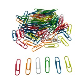 Pack of 100 Assorted Coloured 28mm Paper Clips in Hang Pack