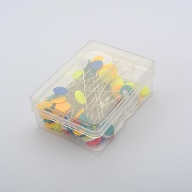 YICBOR 400Pcs Flat Head Straight Pins with Storage Box, Multicolor Flower Head Quilting Pins for DIY Sewing