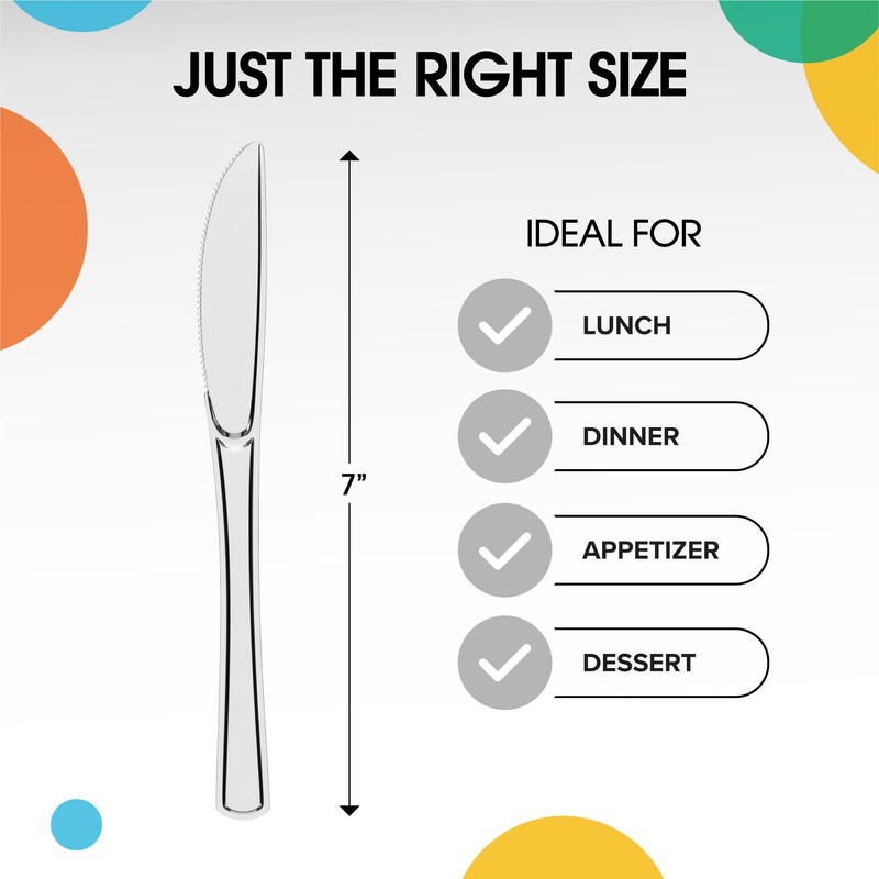 Exquisite Disposable Clear Plastic Knives 50 Pcs - Heavy Duty