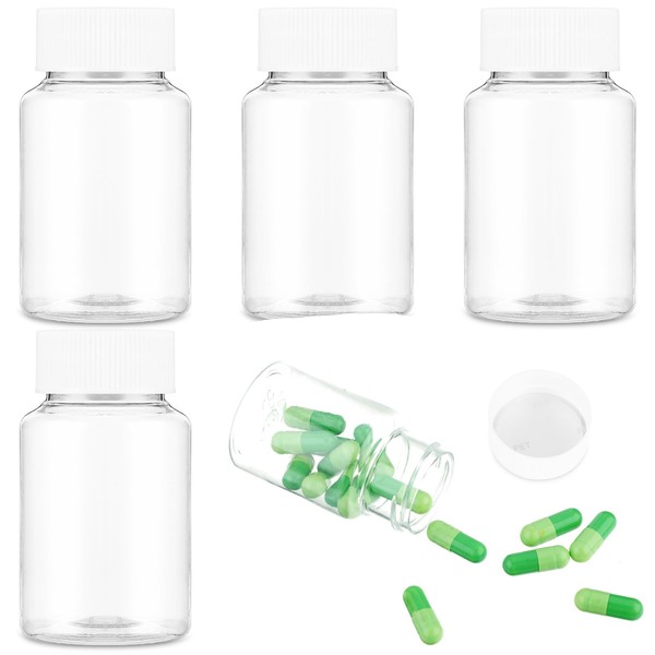 WLLHYF 30ml Empty Clear Plastic Pill Bottles 4Pcs Clear Pill
