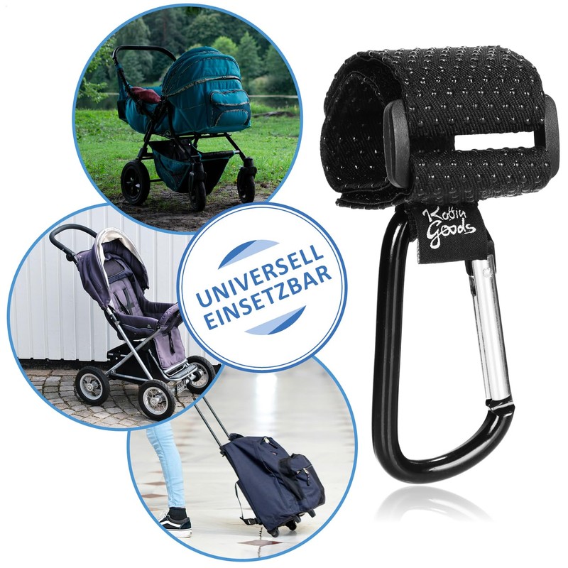 Robin Goods® 4 x pram hooks with non-slip rubber nubs