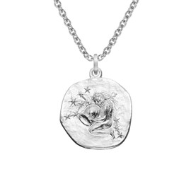 trendor Aquarius Zodiac Sign with Necklace 925 Silver Diameter 16 mm Zodiac Sign Pendant Sterling Silver for Women, Men or Children, 08441-02, Sterling Silver