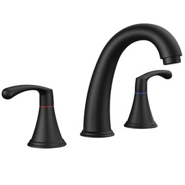 FORIOUS Black Bathroom Faucet 3 Hole, Widespread Bathroom Sink Faucet 8 Inch with Pop Up Drain and CUPC Supply Hose, 2 Handle for Vanity Rv Commercial Lavatory Restroom