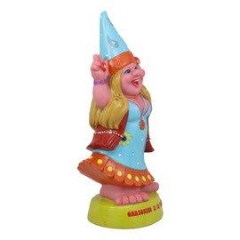 Ebros Garden Green Thumb Flower Child Hippie Lady Gnome Statue Happy Peace Loving Mrs Gnome 'Gardening is So Groovey' Spring Summer Patio Outdoor Poolside Figurine 13.5" H