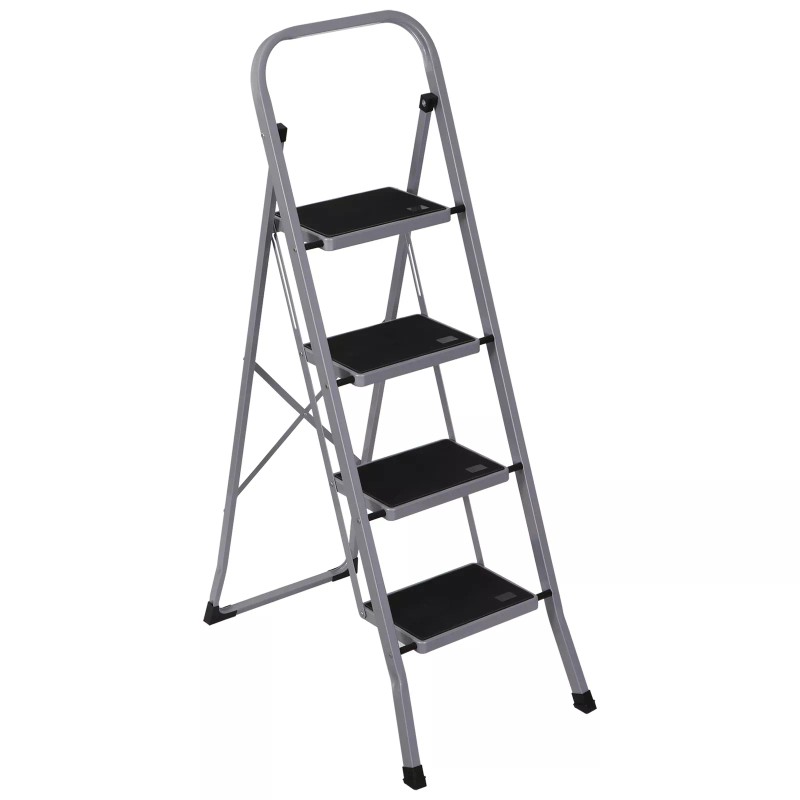 SEGAWE 4 Step Ladder Folding Step Stool Sturdy Steel Ladder