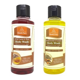 Khadi Pure Sandal Honey & Sandal Turmeric Body Wash, 210 ml (Pack of 2)