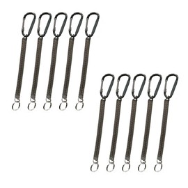 Nanaborn Coiled Lanyard Spring Coil Cord Keychain for Fishing Rod Tool Retractable Tether with Carabiner Clip (10pcs)