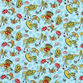 Henry Glass & Co. Henry Glass S'More Fun Outdoors Water Lily Fabric, Light Teal