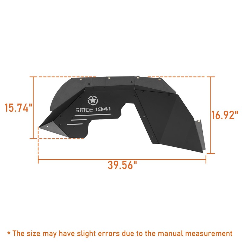Hooke Road Aluminum Front Inner Fender Liners for 2007-2018 Jeep