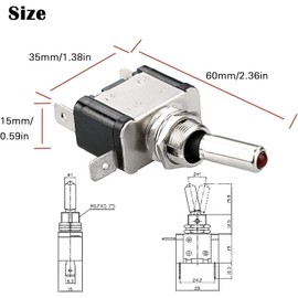 12V LED Toggle Switch, Waterproof SPST 20A ON/Off Lighted Rocker Toggle Switch for Car Marine RV Vehicles Truck Boat Dash Auto (5PCS)