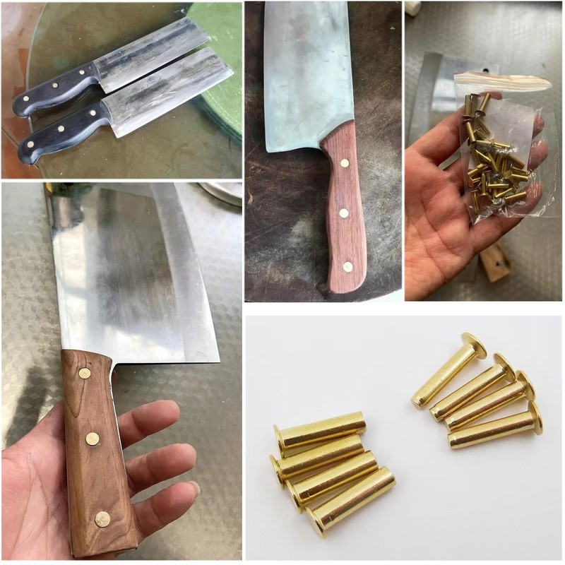 9 Sets Kitchen Knife Handle Rivet Screw Brass 5/16" x