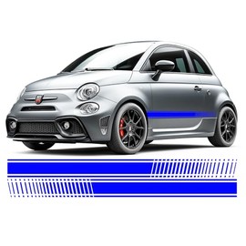 BENINI DESIGN STUDIO Side Strobe Door Rocker Racing Stripes Vinyl Decal Graohiics Kit - Compatible with 2011-2019 2024 Fiat 500 Abarth Base 500e and More (Blue)