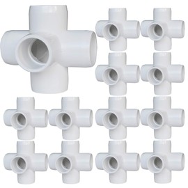 12Pack 5-Way Elbow PVC Fittings, 1/2Inch Furniture PVC Fittings, 5 Way Side Outlet Tees, PVC Corner Fittings for Building PVC Furniture Greenhouse Shed Pipe Fittings Tent Connection