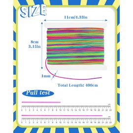 Caianwin 40M Bracelet String 1mm Sturdy Rainbow String Elastic for Bracelet Making, Necklaces, Beading,Clay Beads, Jewelry, Sewing and Crafts