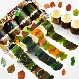 8 Roll Leaves Washi Tape Masking Tape Decorative Fallen Leaves Aesthetic Stickers for DIY Diary Planner Scrapbooking Art Craft Supplies (50Petals/Roll, Box Set)