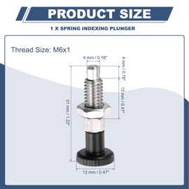PATIKIL Push Fit Ball Nose Spring Plunger, M6x1 Spring Return Knob Plunger 304 Stainless Steel Retractable Coarse Thread Index Plunger for Industrial Equipment