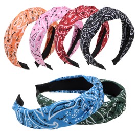 Ondder 6 Pack Bandana Headbands for Women Top Knot Headband Cute Head Bands for Women's Hair Turban Headband with Knot Hair Accessories for Women Girls
