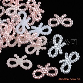 [Overseas] Pearl Ribbon Parts Abs Bow Tie Manicure Accessories Hollow Bow Shaped Pearl Special Shaped Imitation Free Size/ Light yellow 4ea