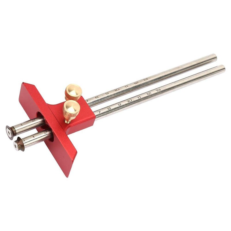 YWBL-WH Double Head Scriber, Stainless Steel Woodworking Marking Tool, Red,