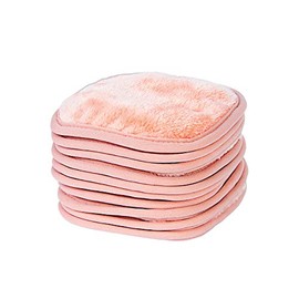 Eurow Paño de limpieza para eliminar maquillaje, lavable y reutilizable, 12.7 x 12.7 cm, coral, paquete de 10