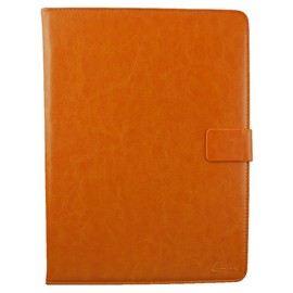 Emartbuy Black Stylus + Orange PU Leather Multi Angle Executive Folio Wallet Case Cover With Card Slots Compatible With Tesco Hudl 2 8.3" Inch Wi-Fi Tablet and Selected 8-9 Inch Tablets