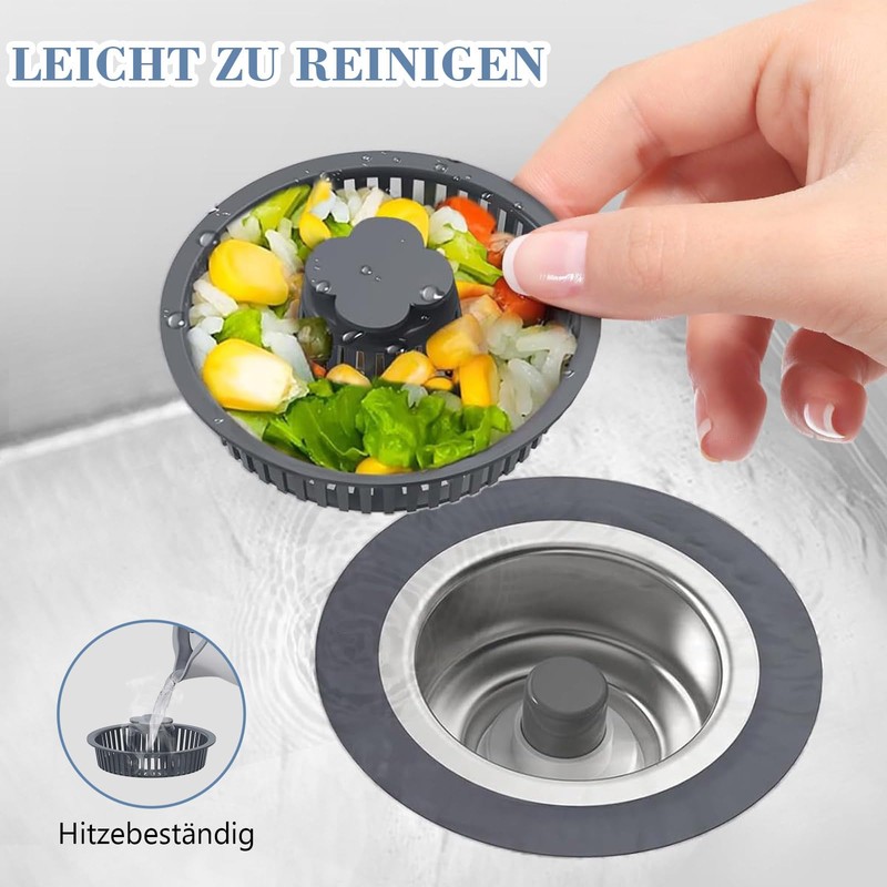 2-in-1 Kitchen Sink Strainer, Plug for Sink with Strainer Basket,