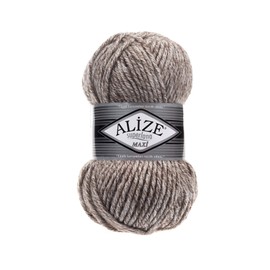 Alize SuperLana Maxi 25% Wool 75% Acrylic Each Skein 100 g 100 m, Lot of 4 Skeins - 803 Jaspe Milky Brown