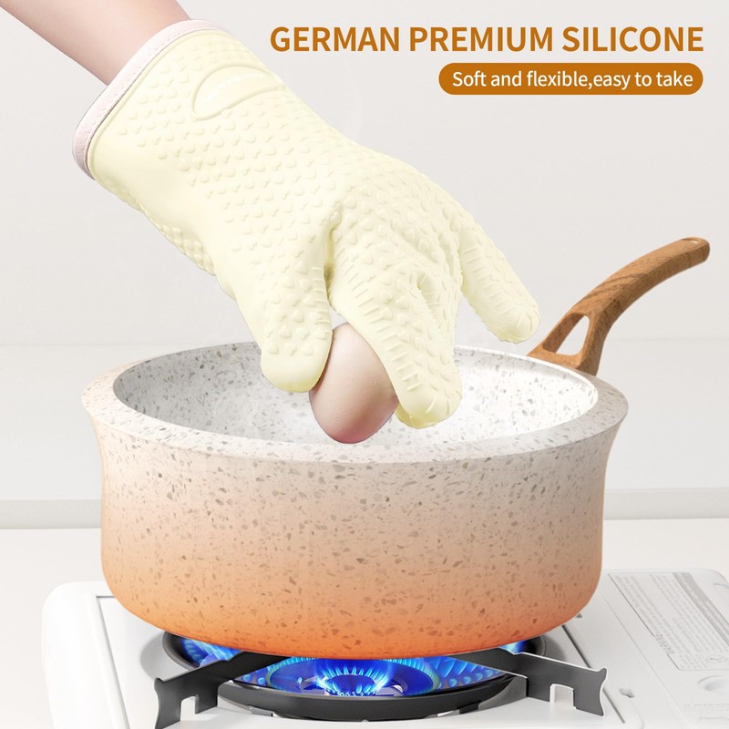 MAD SHARK Silicone Oven Mitts Heat Resistant 450 Degrees,Waterproof &