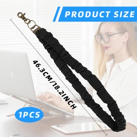 3-Pack Scrunchie Lanyards for ID Card and Keys - Black Retractable Lanyard for Women and Men -Stretchy Lanyards for Teachers, Nurses - Cute Neck Keychain With Clip Closure