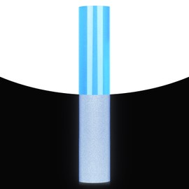 GIRAFVINYL Blue Reflective Iron on Vinyl,Blue HTV Reflective - 12" x 7FT Blue Reflective Vinyl Heat Transfer Easy to Cut & Weed - Light Blue Vinyl for T Shirt