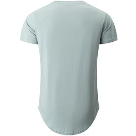 KLIEGOU Mens 100% Cotton Hipster Hip Hop Longline Crewneck T-Shirt 66 Gray Blue XL